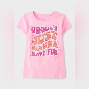 NWT The Children’s Place Girls Glow Ghouls Fun Graphic Tee Pink Medium (7/8)